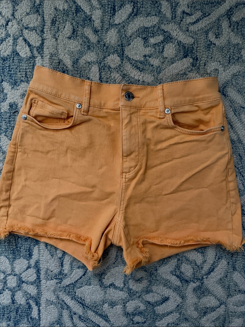 LOFT Mustard Orange Frayed Hem Jean Shorts